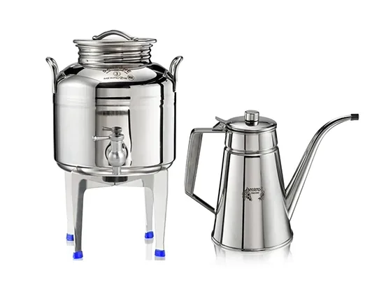 סט מיכל נירוסטה 3 ליטר + 1 ליטר לאחסון שמן - SANSONE איטליה