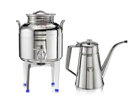 סט מיכל נירוסטה 3 ליטר + 1 ליטר לאחסון שמן - SANSONE איטליה