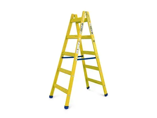 סולם עץ כפול צהוב 5 שלבים RANA56