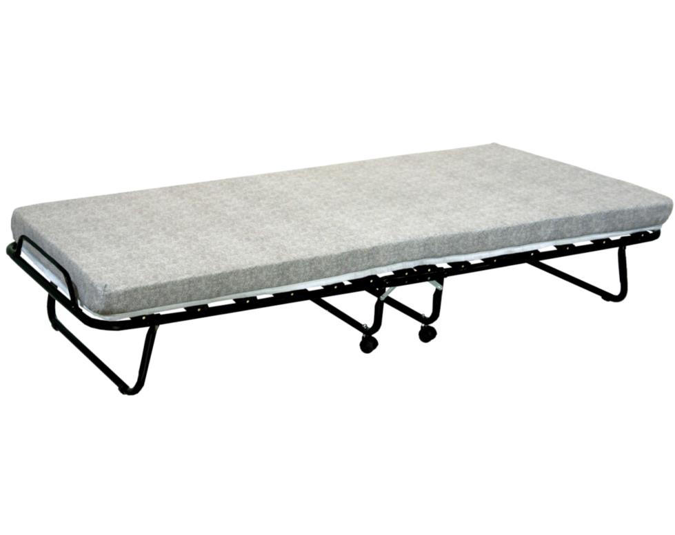 מיטה מתקפלת 80/190  אפור לייסטים + גלגלים
