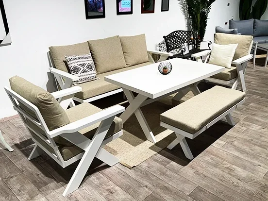 קינזו - מערכת ישיבה אוף ואיט תלת כולל ספסל אלומיניום GARDA