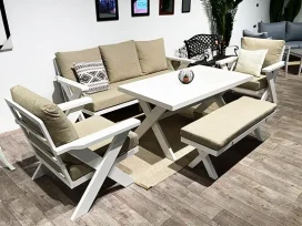 קינזו - מערכת ישיבה אוף ואיט תלת כולל ספסל אלומיניום GARDA