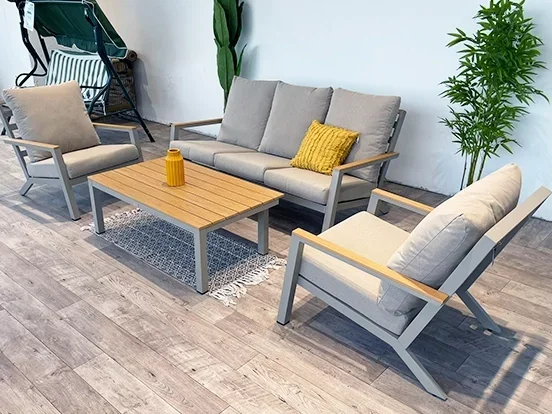 לוזון - מערכת ישיבה שמפניה תלת אלומיניום/פוליווד GARDA