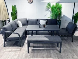 טינה - פינת ישיבה פינתית אפור אלומיניום GARDA