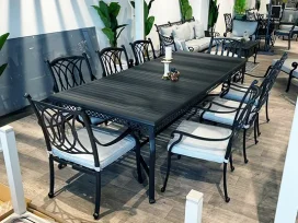 מרסי - פינת אוכל 260 אפור כולל 8 כסא אלומיניום GARDA