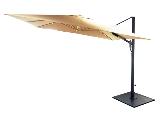 רומא - שמשיית צד 3*3 חום אפרפר כולל בסיס ד.עץ אלומיניום GARDA (אין אחריות על שמשיות)