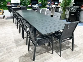 דובאי - פינת אוכל אפור 266/331/396 כולל 12 כסאות אלומיניום GARDA