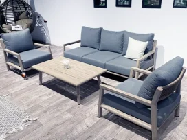 מיקונוס - מערכת ישיבה צבע טיק תלת אלומיניום GARDA