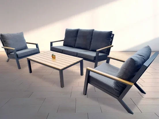 לוזון - מערכת ישיבה אפור תלת אלומיניום/פוליווד GARDA