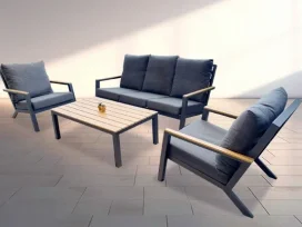 לוזון - מערכת ישיבה אפור תלת אלומיניום/פוליווד GARDA