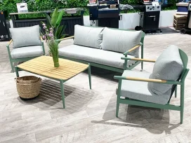 טים - מערכת ישיבה ירוק תלת אלומיניום/טיק GARDA