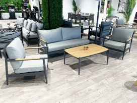 טים - מערכת ישיבה אפור תלת אלומיניום/טיק GARDA