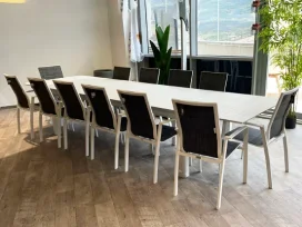 דובאי - פינת אוכל אוף ואיט  266/331/396 כולל 12 כסאות אלומיניום GARDA