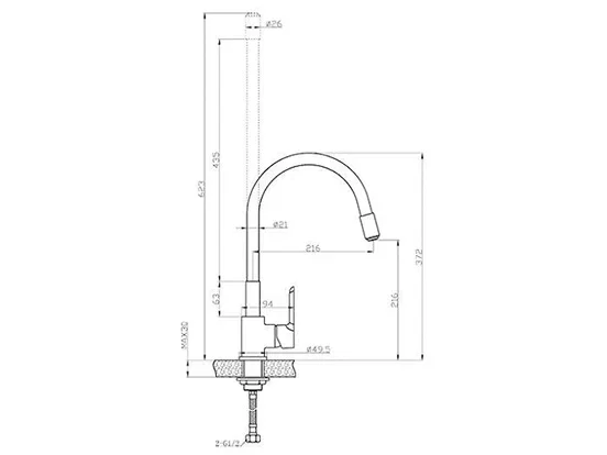 ברז פרח 900A-GR DUCK פית גומי אפורה AQUILA