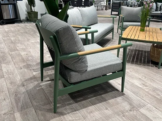 טים - מערכת ישיבה ירוק תלת אלומיניום/טיק GARDA