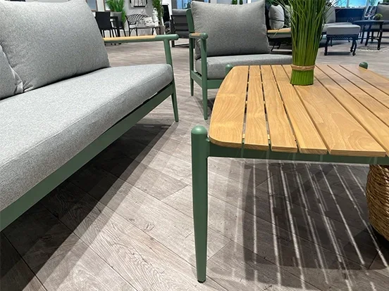 טים - מערכת ישיבה ירוק תלת אלומיניום/טיק GARDA