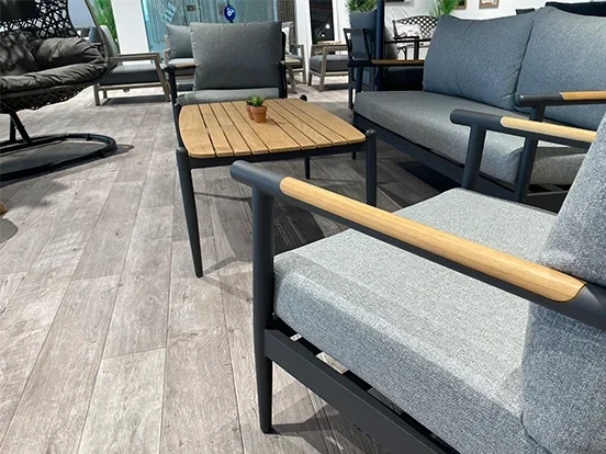 טים - מערכת ישיבה אפור תלת אלומיניום/טיק GARDA