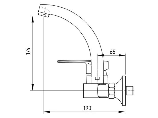 ברז קיר 2425A-0 CAPINERA עם פית ברבור קצרה AQUILA