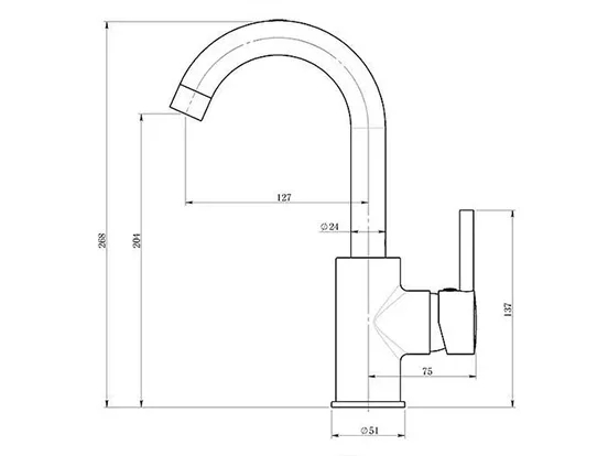 ברז פרח DONALD ניקל מוברש קצר AQUILA PREMIUM