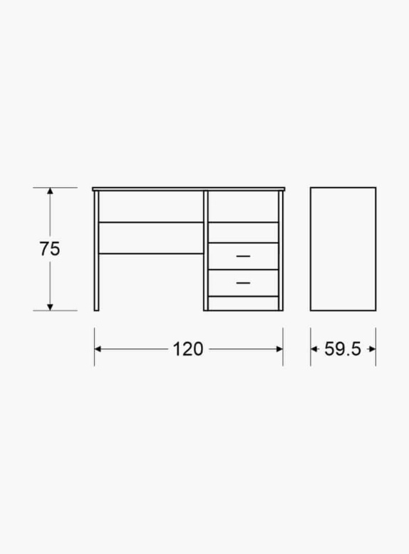 שולחן דגם 225 כתיבה עם שתי מגירות לבן יראון YIRON