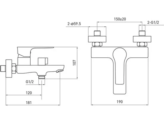 ברז אמבט MURRE שחור מט AQUILA PREMIUM