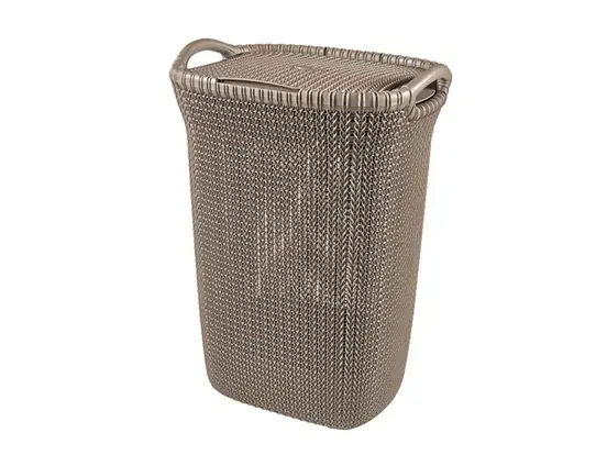 סל כביסה 57 ליטר סרוג חום - כתר KETER