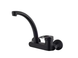 ברז קיר 2427A-1 CAPINERA עם פית ברבור ארוכה שחור מט AQUILA