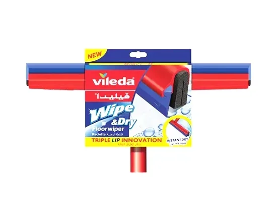 וילדה - מגב רצפה עם פס ייבוש כחול + מוט VILEDA