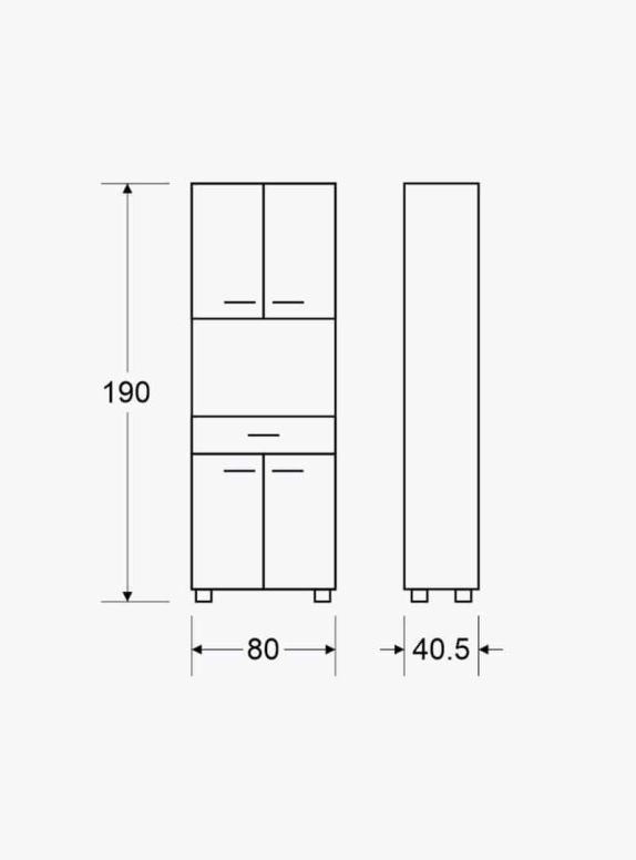 ארון למיקרוגל 4 דלתות רוחב 80 ס"מ לבן דגם יראון 407