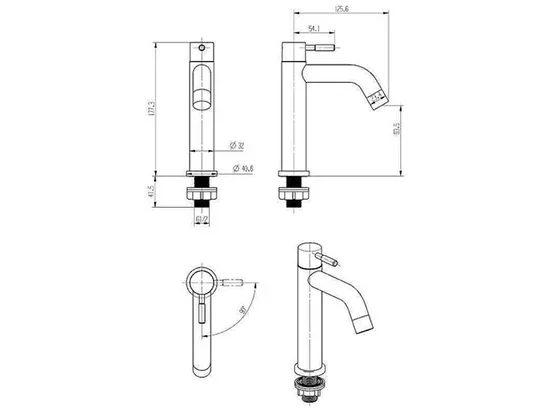 ברז פרח מים קרים דגם 10 שחור AQUILA