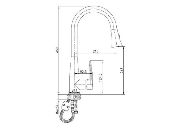 ברז נשלף CUCINA כרום AQUILA PREMIUM