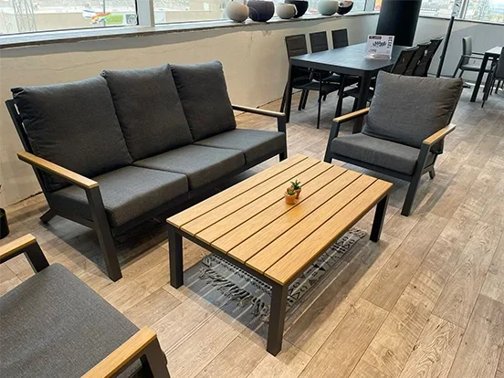 לוזון - מערכת ישיבה אפור תלת אלומיניום/פוליווד GARDA