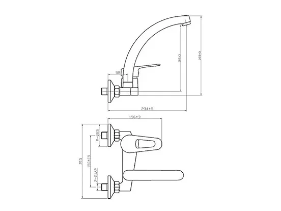 ברז קיר 2427A-1 CAPINERA עם פית ברבור ארוכה שחור מט AQUILA