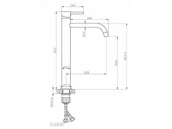 ברז פרח גבוה ALTO שחור מט AQUILA PREMIUM