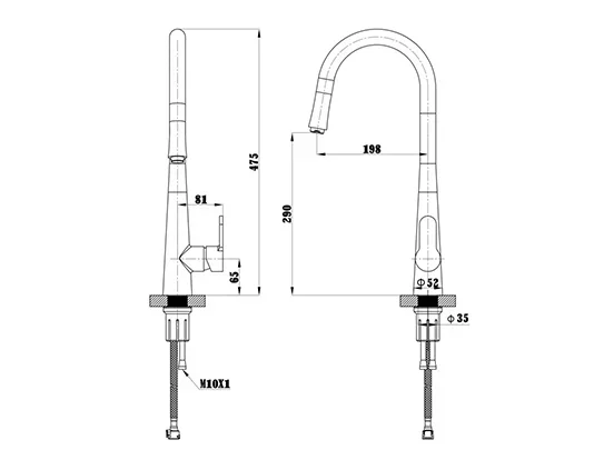 ברז נשלף CAESAR שחור AQUILA