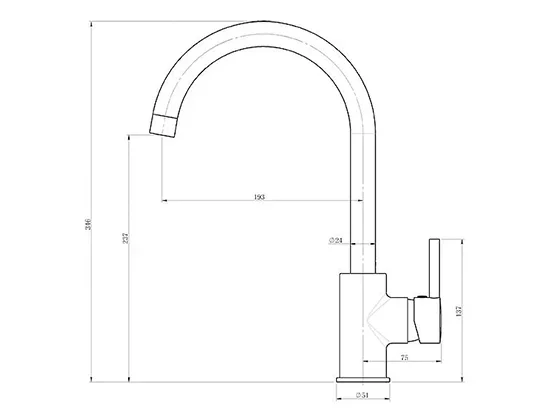 ברז פרח DONALD שחור ארוך AQUILA PREMIUM