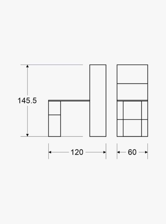 שולחן עם ספריה מקום לקלסרים ולכונן אלון דגם 613 יראון