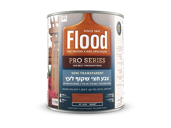 פלאד צבע חצי שקוף לעץ | NT- 4010 קליפת אגוז  | 750 מ"ל Flood Semi