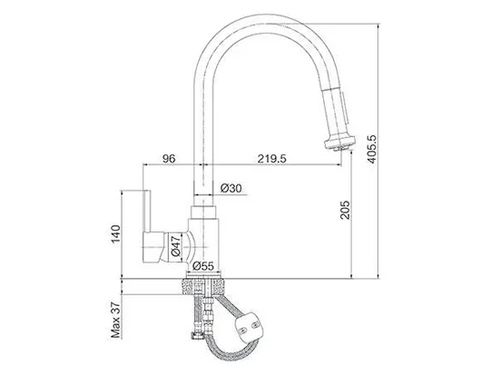 ברז נשלף ARCO כרום AQUILA PREMIUM