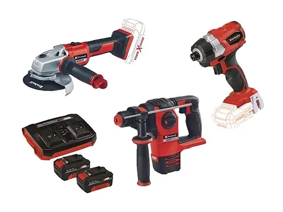 סט מקצועי אימפקט + פטישון + משחזת 5" בראשלס 18V איינהל Einhell