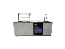 טנריף - מטבח חוץ לבן פחמים עם מתקן+מקרר+ברז GARDA