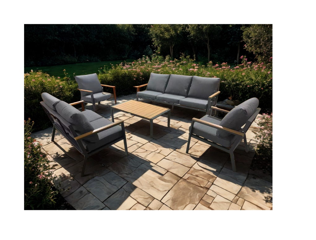 פאטנה - מערכת ישיבה אפור תלת/דו אלומיניום/פוליווד GARDA