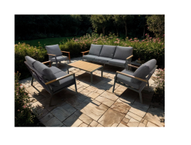 פאטנה - מערכת ישיבה אפור תלת/דו אלומיניום/פוליווד GARDA