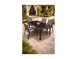 רוז - פינת אוכל שולחן 90/180 כולל 4 כסא אפור אלומיניום GARDA