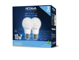 מארז 2נורות לד E27 A60 ליבון 10W אור קר 6500K פתיה FETAYA