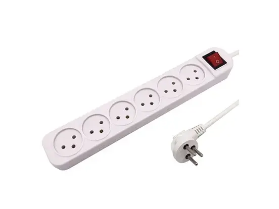 רב שקע 6 יציאות +כבל+ מפסק FETAYA פתיה