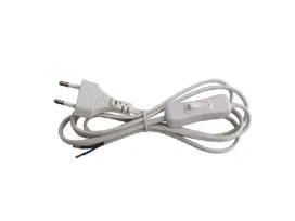 כבל לבן כ-1.8 מטר + תקע ייצוק + מפסק ביניים FETAYA