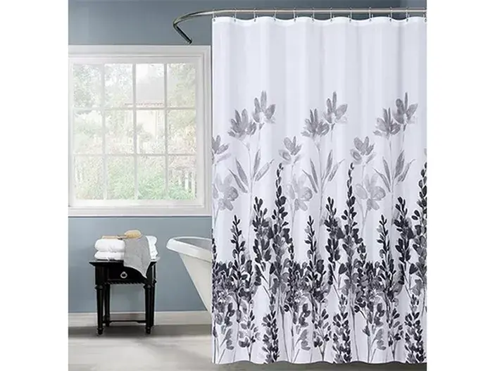 וילון אמבטיה 1.80*1.20 פרח לבן/אפור ספאדיני