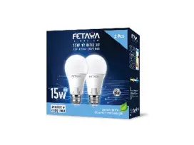 זוג נורות לד A65 ליבון 15W הברגה E27אור קר 65K FETAYA פתיה