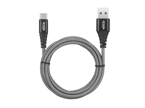 כבל טעינה מהירה USB TO TYPE C אורך כ- 1.5 מטר בצבע שחור FETAYA